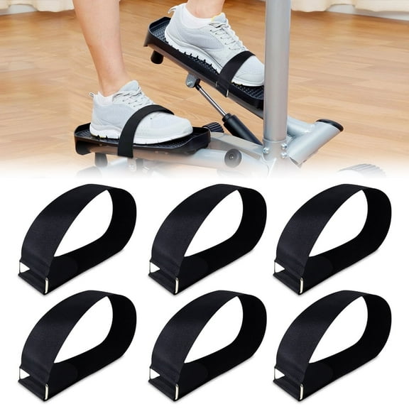 Stepper Pedal Straps, Adjustable Velcro Straps for Home Fitness Equipment, and Electric Ellipse Leg Exercisers, 6 Pcs