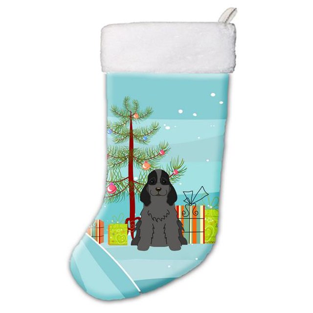 Carolines Treasures BB4217CS Merry Christmas Tree Cocker Spaniel Black Christmas Stocking