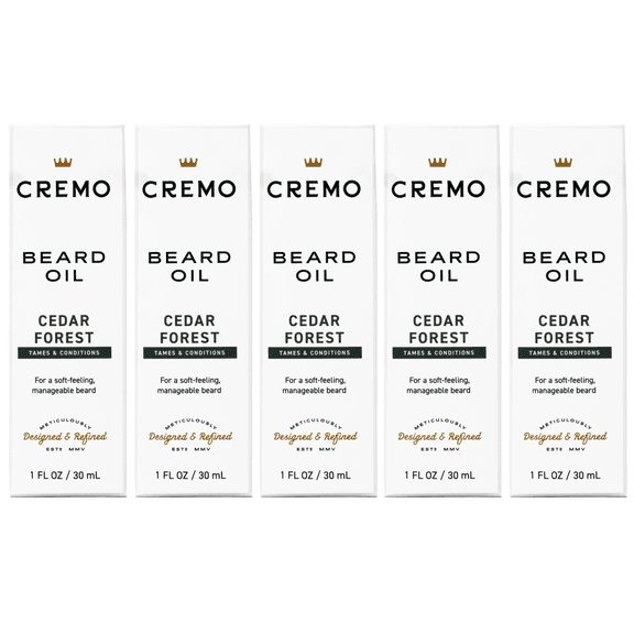 5 Pack - Cremo Beard Oil, Revitalizing Cedar Forest, 1 Fl Oz - Restore Natural Moisture And Soften Your Beard To Help Relieve Beard Itch.