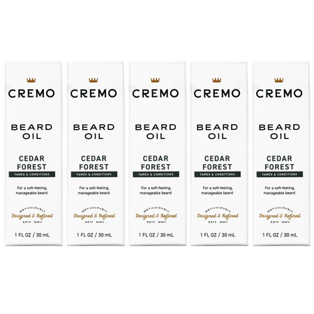 5 Pack - Cremo Beard Oil, Revitalizing Cedar Forest, 1 Fl Oz - Restore Natural Moisture And Soften Your Beard To Help Relieve Beard Itch.