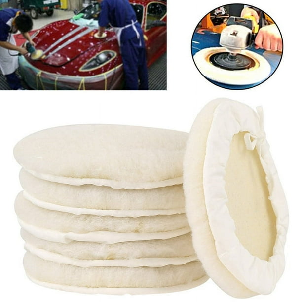 6 Piezas de Disco de Pulido de Felpa Similar una la Lana de 7 Pulgadas con Juego de Pulido de Lana con Cordones Pulido de TampóN de Almohadilla de Lana