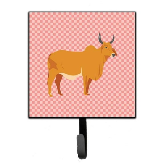 Carolines Treasures BB7825SH4 Zebu Indicine Cow Pink Check Leash or Key Holder