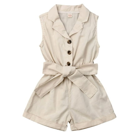 

Yinyinxull Toddler Kids Baby Girls Clothes Sleeveless Romper Jumpsuit Overalls Outfits Set Beige 3-4 Years