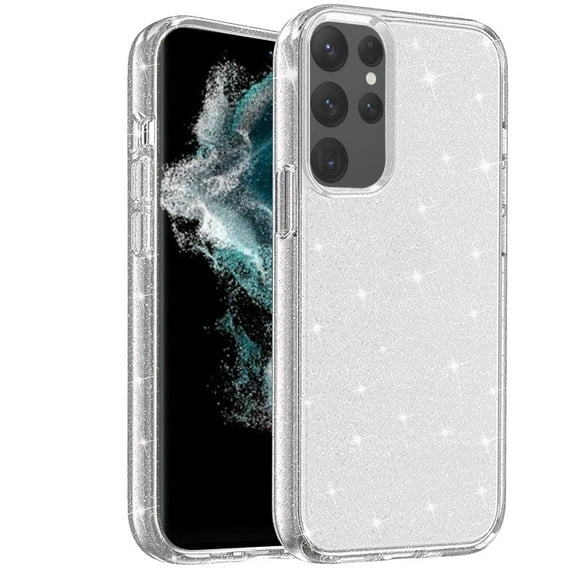 For Samsung S23 Glitter Ultra Thick 3mm Transparent Hybrid Case Cover - Clear