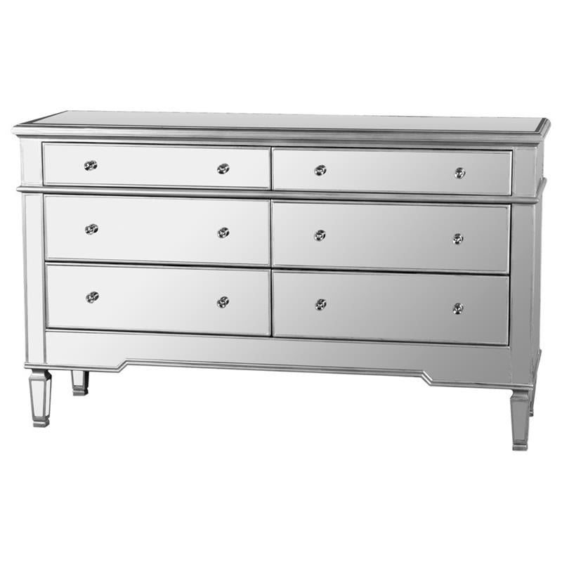Best Master Nicolette 6 Drawer Solid Wood Bedroom Dresser In Silver Brushed Walmart Com Walmart Com