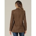 thumbnail image 3 of DARING DIVA Women's Faux Suede Blazer Lapel Collar Suit Jacket XS Brown, 3 of 6