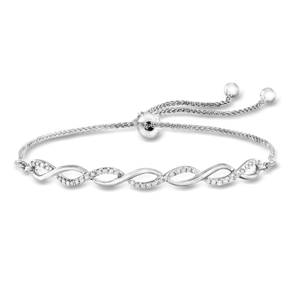 Ross-Simons 0.25 ct. t.w. Diamond Twist Bolo Bracelet in Sterling Silver, Women's, Adult