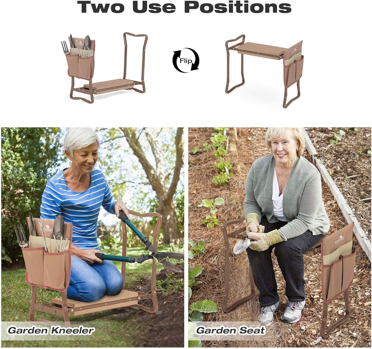 Garden Kneeler and Seat, Garden Folding  with Tool Pocket,  and Soft EVA Kneeling Pad