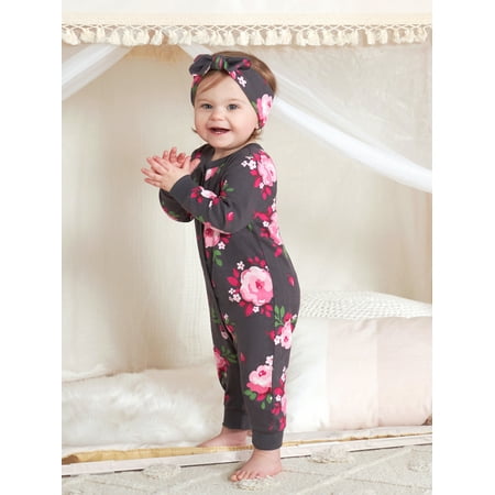 Gerber Baby Girl Coverall & Headband Outfit Set, 2-Piece, (Newborn - 18 Months)