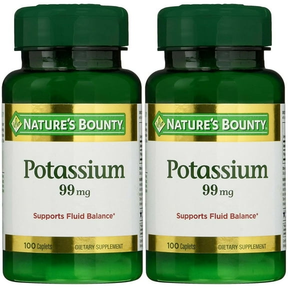 Nature's Bounty Dietary Potassium Capletss, 99 mg, 100 Ct (2 pack) (Bundle)