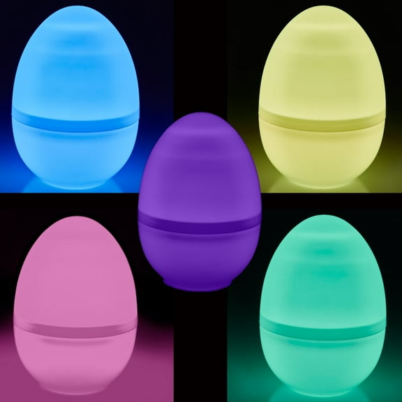 HoliScapes Qty 5 – 11” Tall - LED Lighted Pastel Colored Jumbo Easter Eggs - Battery Operated with Built in Timer