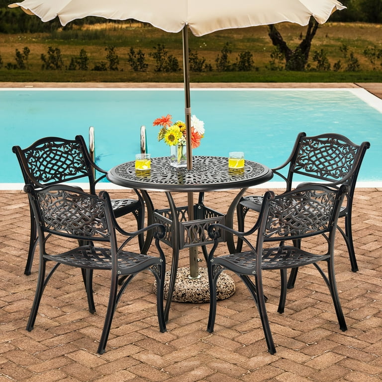 Barton outdoor patio table & chair set mesh dining outlet set