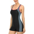 thumbnail image 5 of Sociala Women's Boyleg One Piece Swimsuit Racerback Contrast Color Unitard Athletic Swimwear, 5 of 5
