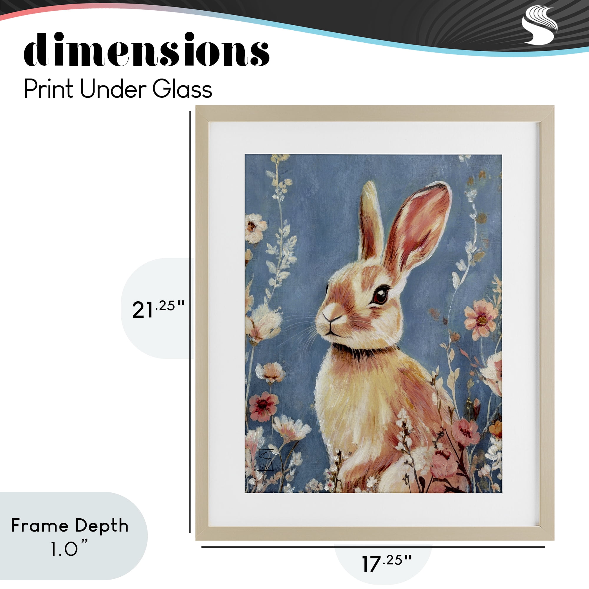 Stupell Industries Whimsical Rabbit on Blue Birch Framed Print Under Glass, design by Sara Culpepper