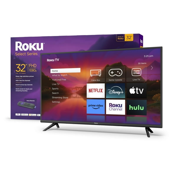 Roku Roku Télévision Intelligente – Téléviseur 32 Pouces Série Select 1080p Full HD avec Télécommande Vocale Image Brillante, Écran Maison Personnalisable – Nouvelles Locales en Direct, Sports, Jeux