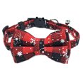 thumbnail image 1 of Collar de perro navideño con lazo, collar ajustable para mascotas con patrón de copo de nieve a cuadros clásico, 1 of 5