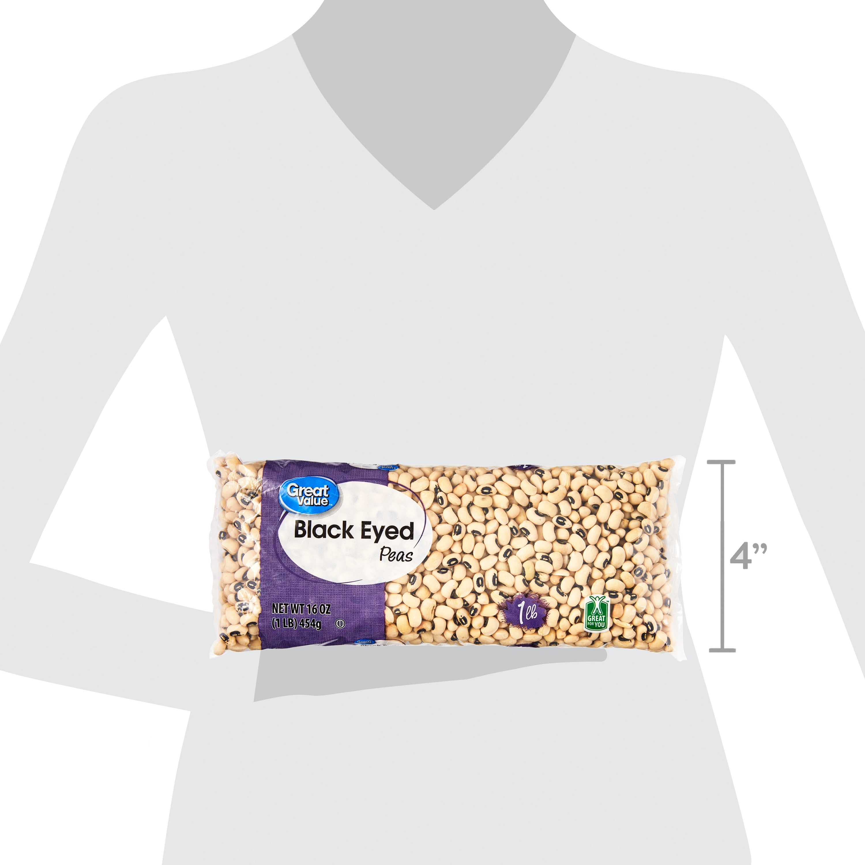 (6 pack) Great Value Black Eyed Peas, 1 lb