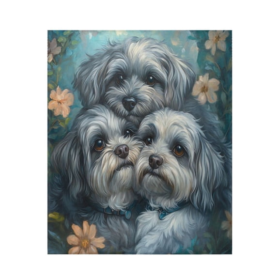 Qxltty Cute Gray Lhasa Apso Dogs Soft Cozy Fluffy Blankets for Couch Sofa Chair Bed Camping Picnic Travel Lightweight Bed 50×60inch