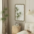 thumbnail image 2 of COZAYH Curved Wood Frame Accent Mirror, Farmhouse French Country Decorative Wall Mirror, Rectangle 23.5" L x 38" W, Natural, 2 of 11
