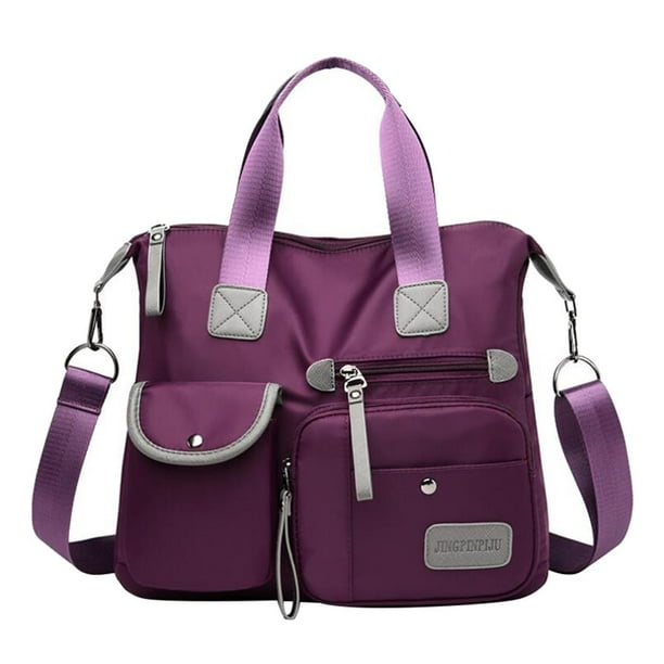 Bolso multiusos para mujer, impermeable, de tela Oxford, bandolera, bolso de mano, mochila convertible. , Púrpura Medio