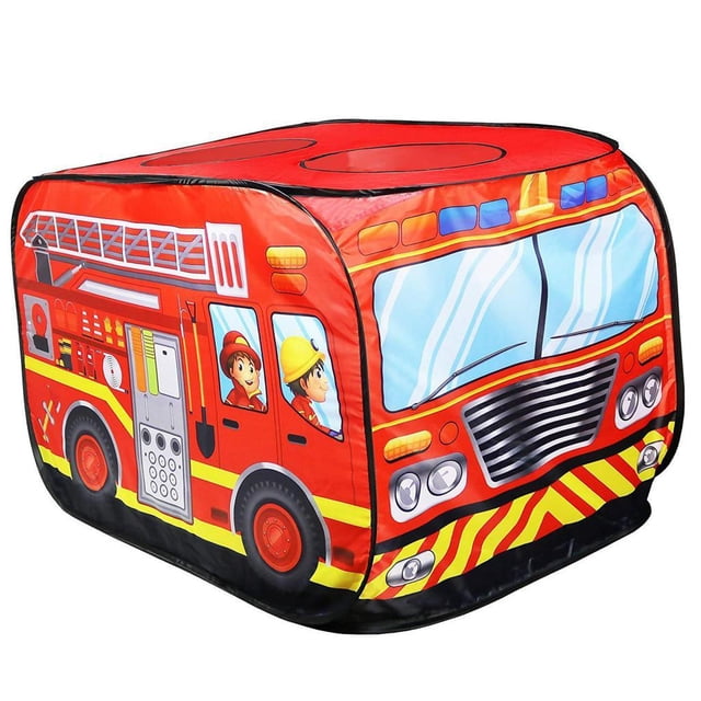 Tienda de campaña plegable Perfecl para niños Camión de bomberos interior exterior
