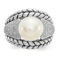 thumbnail image 5 of 925 Sterling Silver FW Cultured Pearl & Diamond Ring Size: 7; for Adults and Teens; for Women and Men, 5 of 6