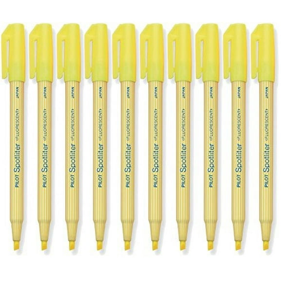 Pilot Spotliter Fluorescent Highlighters, Chisel Tip, Yellow 10-PACK(45011)