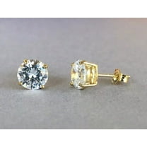 2 Ct Round Cut Moissanite Solitaire Stud Earrings 14k Yellow Gold Plated