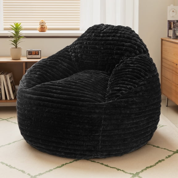 CONCETTA 39ft Sofa Bean Bag Chair, Oversized Beanbag for Adults with Soft Removable Cover, Black