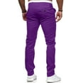 thumbnail image 3 of YOTMKGDO Slim Waist Full Trousers Men's Casual Solid Mid Pocket Length Fashion Pant Men's Pants, Pants for Men, Purple Sizes S-3XL, 3 of 10