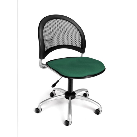 OFM Moon Series Armless Swivel Chair - 25" x 25" x 33.25"-36" - 250 lb Weight Capacity - Mesh/Fabric - Black/Shamrock Green - Assembly Required