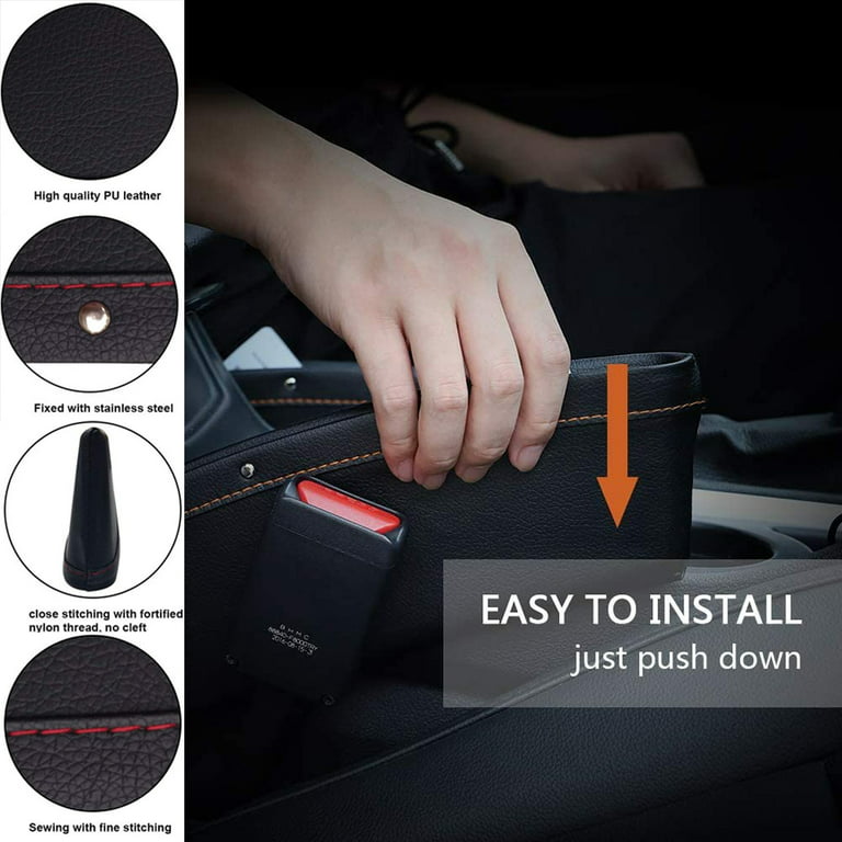 2 Pack Car Seat Gap Filler Premium PU Full Leather Seat Console