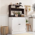 thumbnail image 6 of DIYART Farmhouse Bar Cabinet with Storage, Coffee Station Cabinet with 5 Hooks, Small Coffee Bar for Kitchen & Living Room, Antique White, 6 of 8