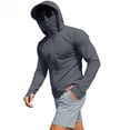 thumbnail image 6 of qelini Sun Protection Shirts for Men Long Sleeve Pullover Sun Shirt with Face Mask Hooded Solid Color Sun Resistant Jacket for Outdoor, 6 of 6