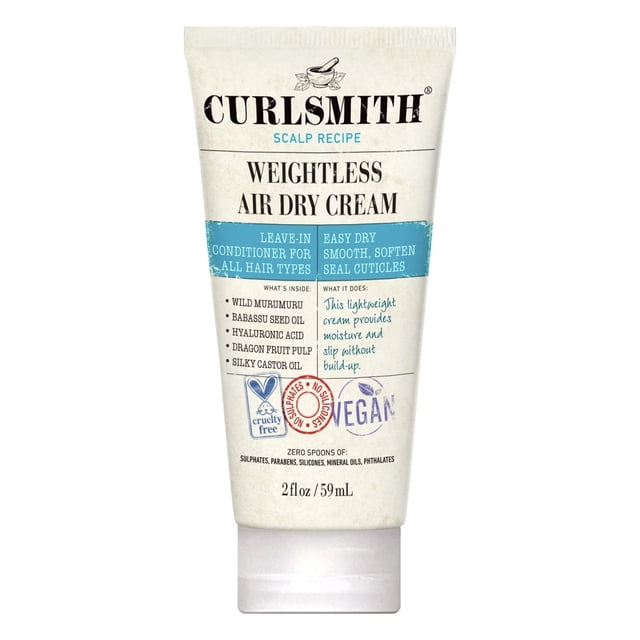 Curlsmith - Crème Sèche à l'Air Légère - Revitalisant Végétalien Sans Rinçage pour Tout Type de Cheveux, Lisse les Cheveux (2fl.oz)
