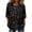Black, variant on Women's Floral Lace Patchwork Drawstring Blouse Casual Loose 3/4 Sleeve Button Down Peasant Top
