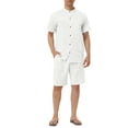 thumbnail image 2 of MODA NOVA Big & Tall Men's Linen Sets Short Sleeves Shirt Beach Shorts White 2XLT, 2 of 5