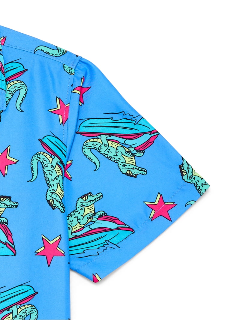 Wonder Nation Little and Big Boys Cabana Sun Shirt with UPF50+