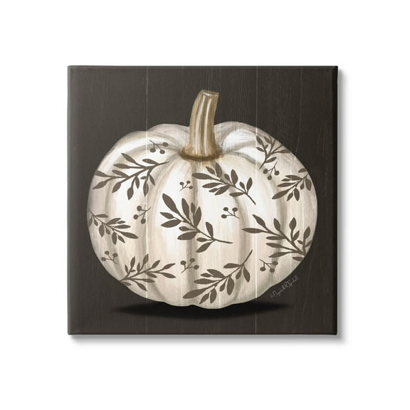 Stupell Industries Leaf Patterned Fall Pumpkin Graphic Art Gallery Wrapped Canvas Print Wall Art, Design by Elizabeth Tyndall