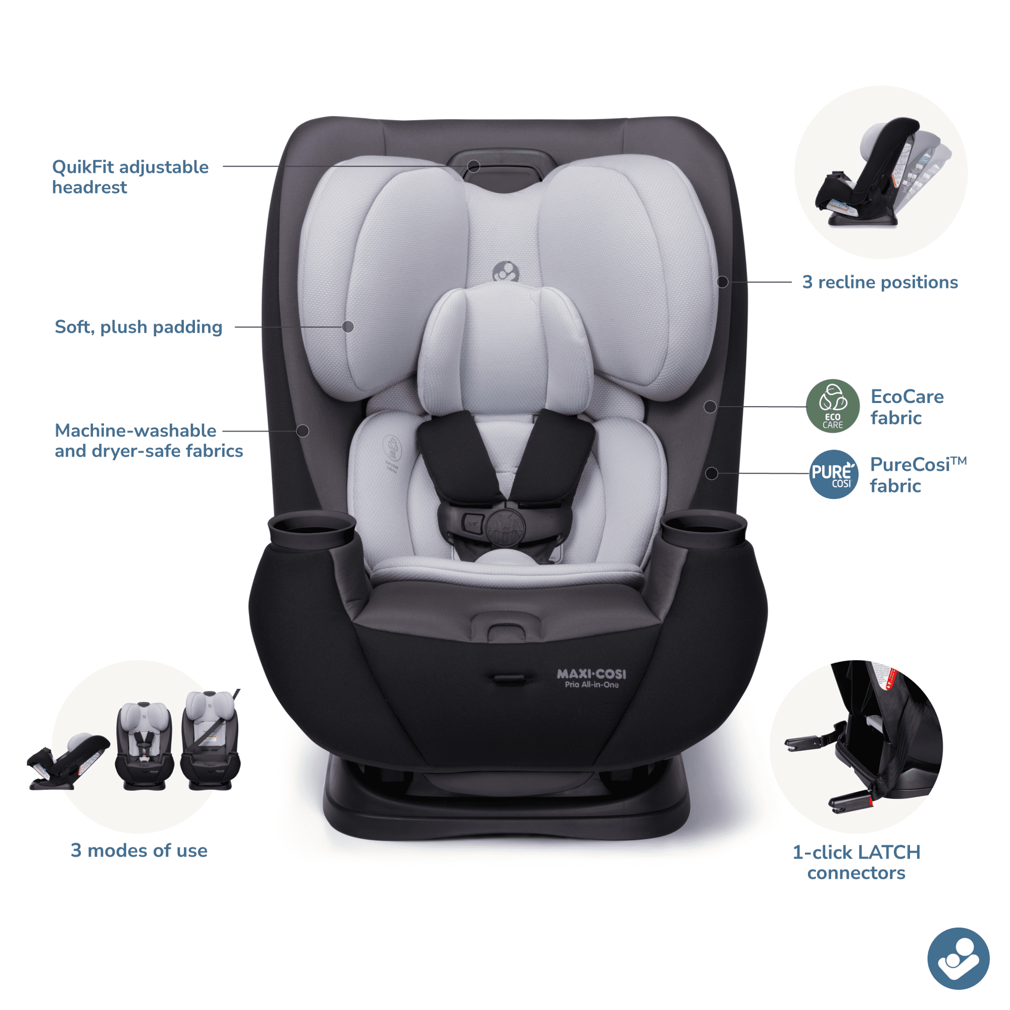 Maxi-Cosi Pria All-in-One Convertible Car Seat, Peach Amber