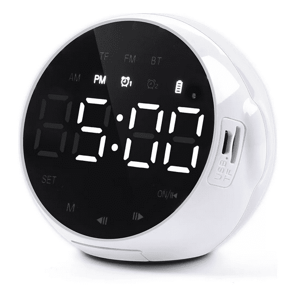 Altavoz Bluetooth Portátil Con Reloj Digital/despertador Blanco