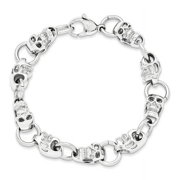 Primal Steel Stainless Steel Skulls 8.75in Bracelet