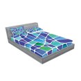 thumbnail image 2 of Ambesonne Abstract Fitted Sheet & Pillow Sham Set, Mosaic Trippy Vivid, Queen, Jade Green Royal Blue, 2 of 2