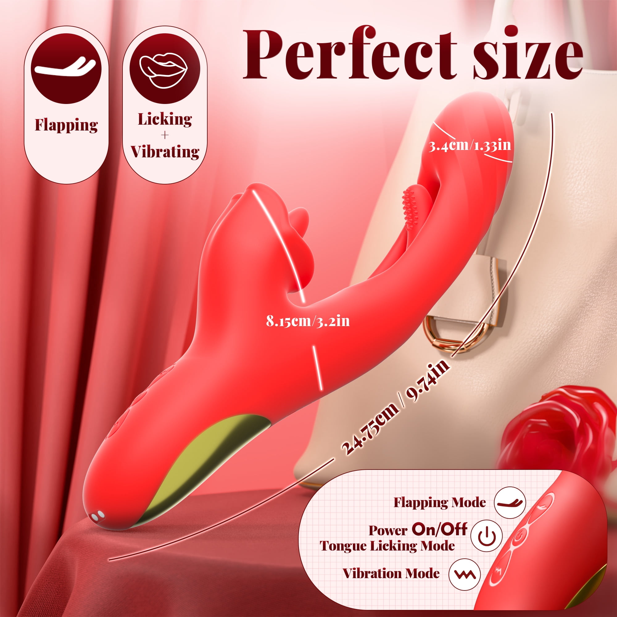 KERERO G Spot Vibrator for Women,Vibrating Dildo Sex Toys with 7 Vibrations,7 Licking & Flapping Modes,Powerful Sex Toy for Womens Pleaseure,Rabbit Vibrator Women Sex Toys