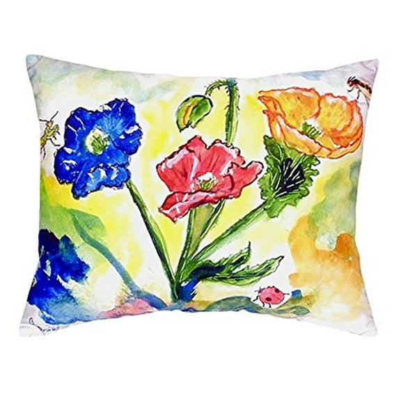 Betsy Drake NC513 16 x 20 in. Bugs & Poppies No Cord Pillow