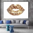 thumbnail image 3 of Mudket Gold Lips Canvas Wall Art, Framed Glam Wall Decor for Bedroom Bathroom, Trendy Fashion Wall Art for Women, Ready to Hang - 12"L x 8"W, 3 of 9