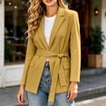 thumbnail image 6 of Tqcoqu Women's Lapel Tie Waist Blazer Jacket,Lined Long Sleeve Open Front Belted Casual Work Office Suit Coat For Spring Fall,Yellow Women's S-XXXL, 6 of 10