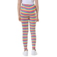 thumbnail image 5 of HDE Girl's Leggings Holiday Stretchy Full Ankle Length Striped Tights Candy Stripes XL, 5 of 6