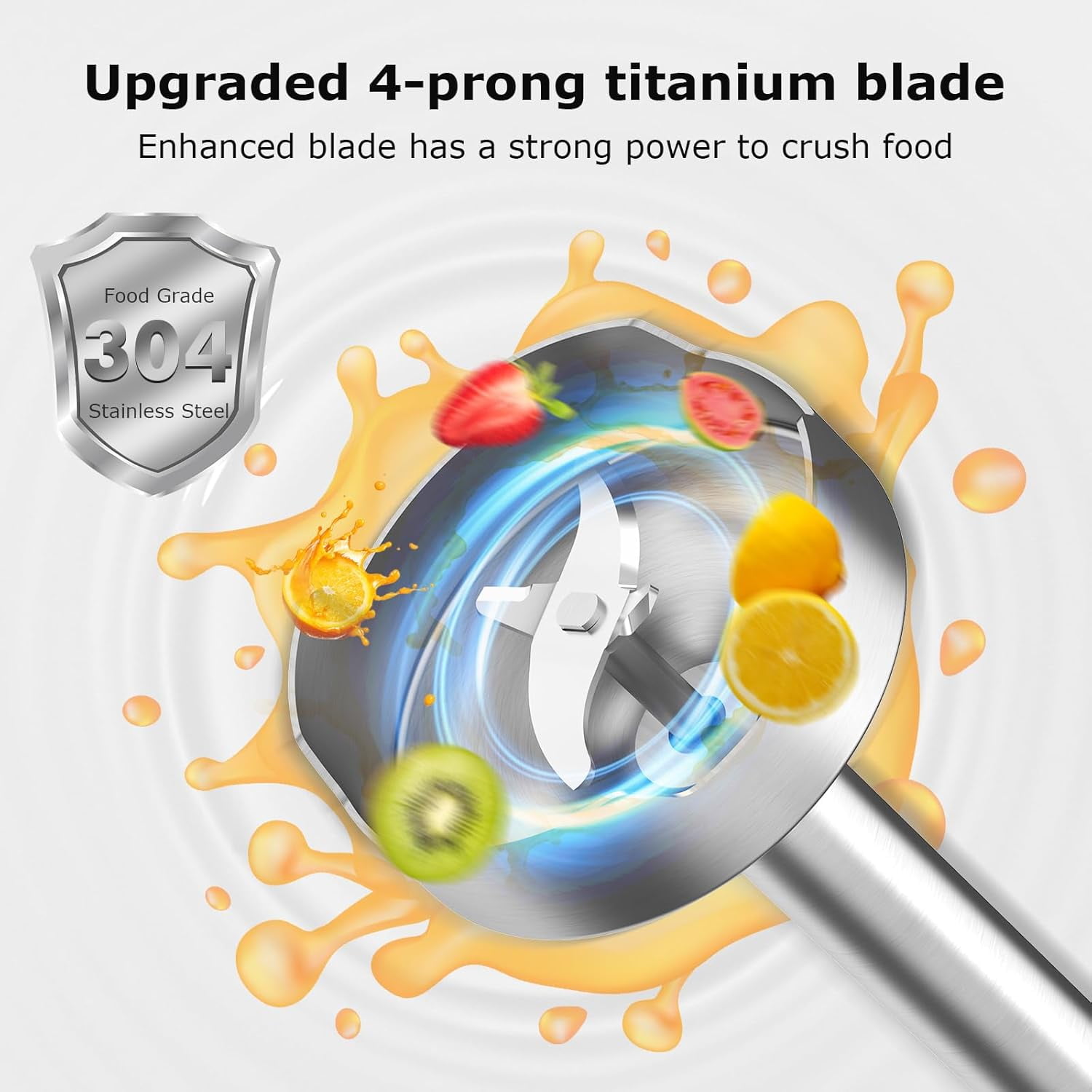 Hand Blender, Immersion Blender with 2 Mixing Speed, Electric Handheld Mixer Portable Stick Stainless Steel Blades for Soup, Smoothie, Puree, Baby Food