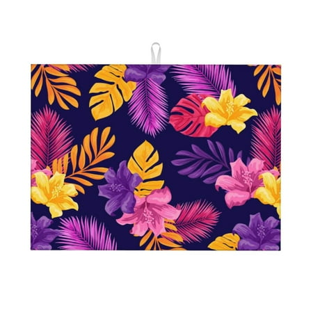

Gaeub Purple Flower Print Dish Drying Mats For Kitchen Counter Kitchen Drying Mat Large Dish Drying Pad for Kitchen Counter Microfiber Dish Drying Mat for Sinks Drainer Mats 18x24in